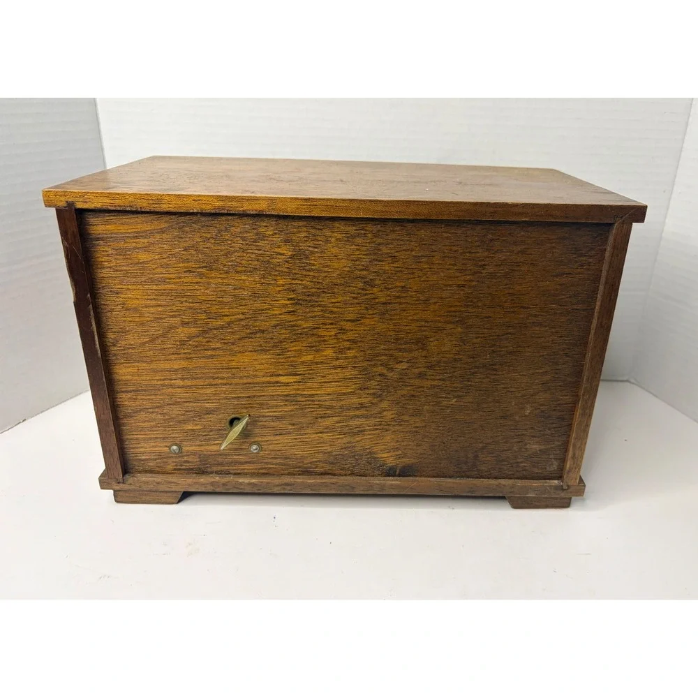 Vtg Wood Jewelry Project Box Miniature Dresser Chest 6 Drawer Red Velvet Lined